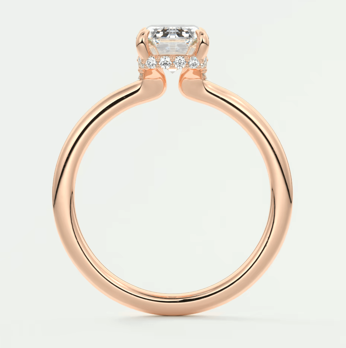 Aurora Emerald Hidden Halo Ring – Lab Diamond or Moissanite