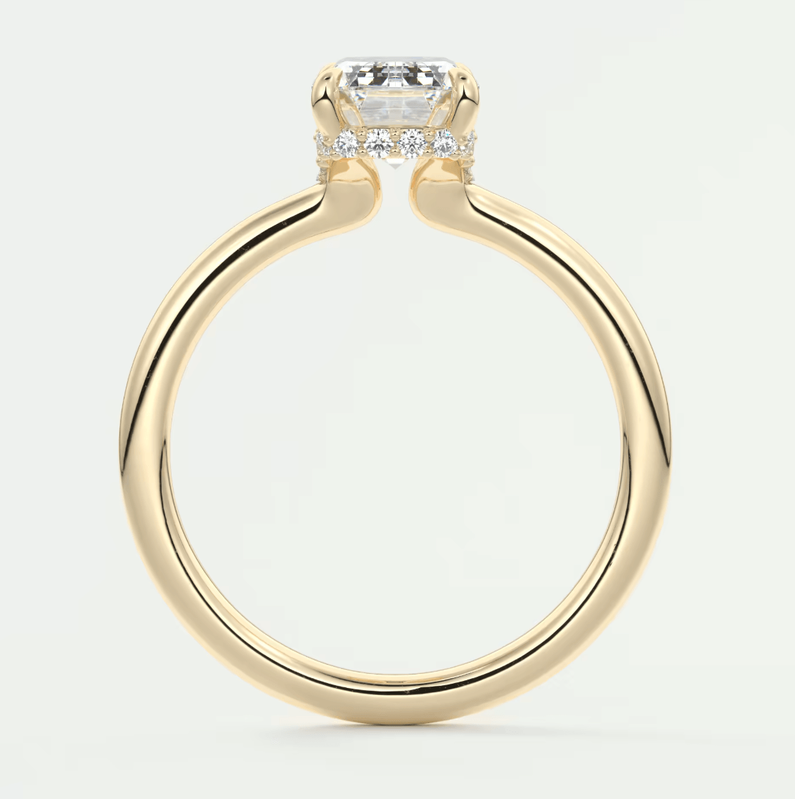 Aurora Emerald Hidden Halo Ring – Lab Diamond or Moissanite