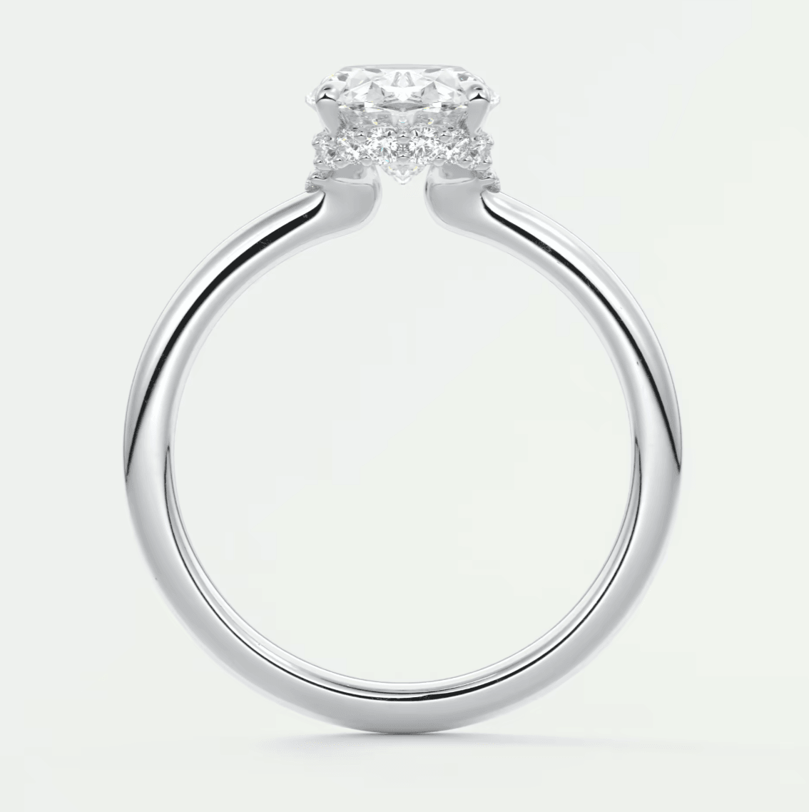 Aurora Oval Hidden Halo Ring – Lab Diamond or Moissanite