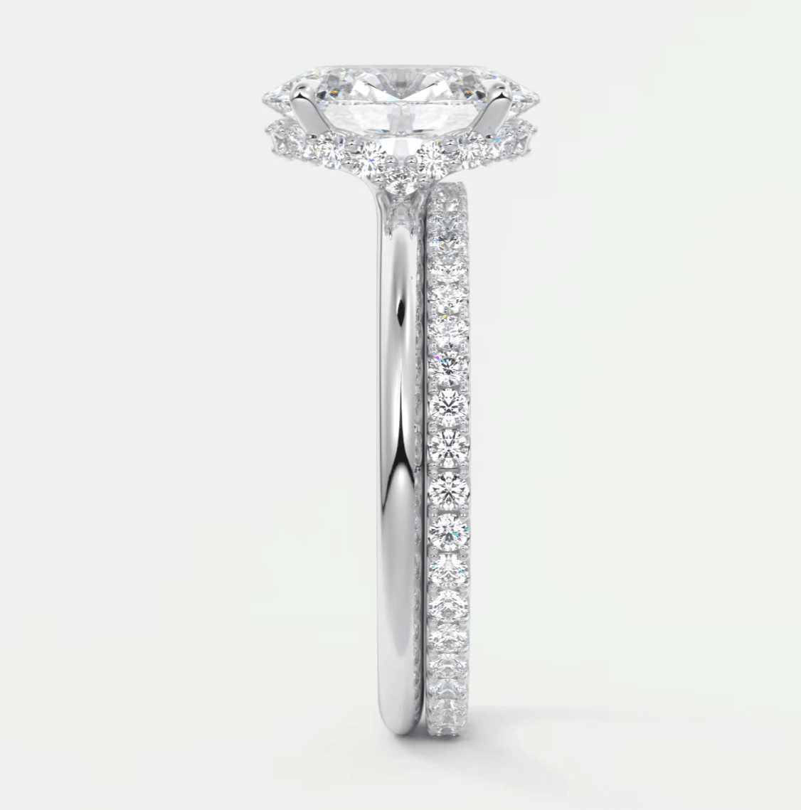 Aurora Oval Hidden Halo Ring – Lab Diamond or Moissanite
