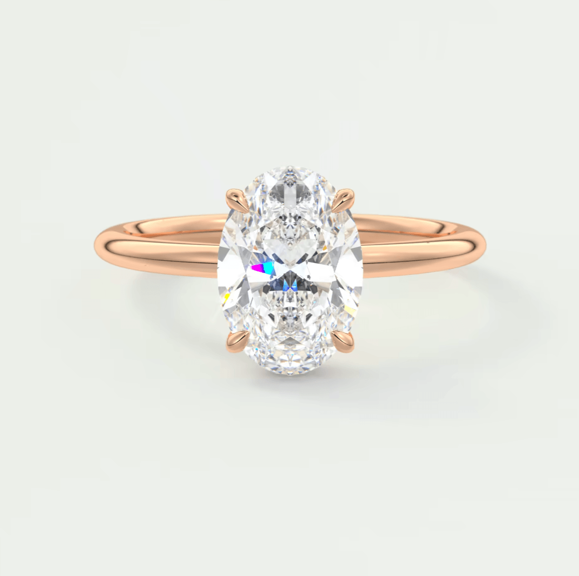 Aurora Oval Hidden Halo Ring – Lab Diamond or Moissanite