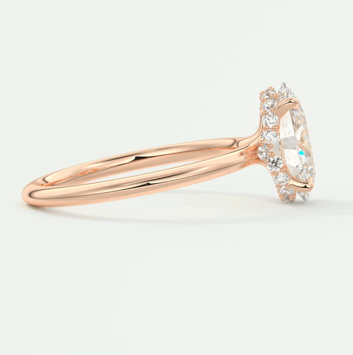 Aurora Oval Hidden Halo Ring – Lab Diamond or Moissanite
