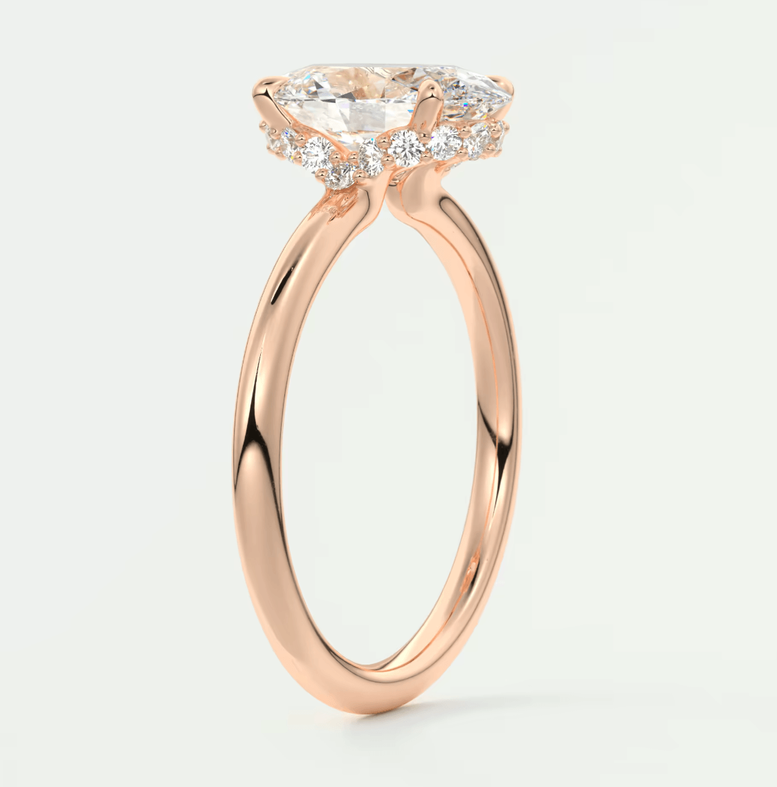 Aurora Oval Hidden Halo Ring – Lab Diamond or Moissanite