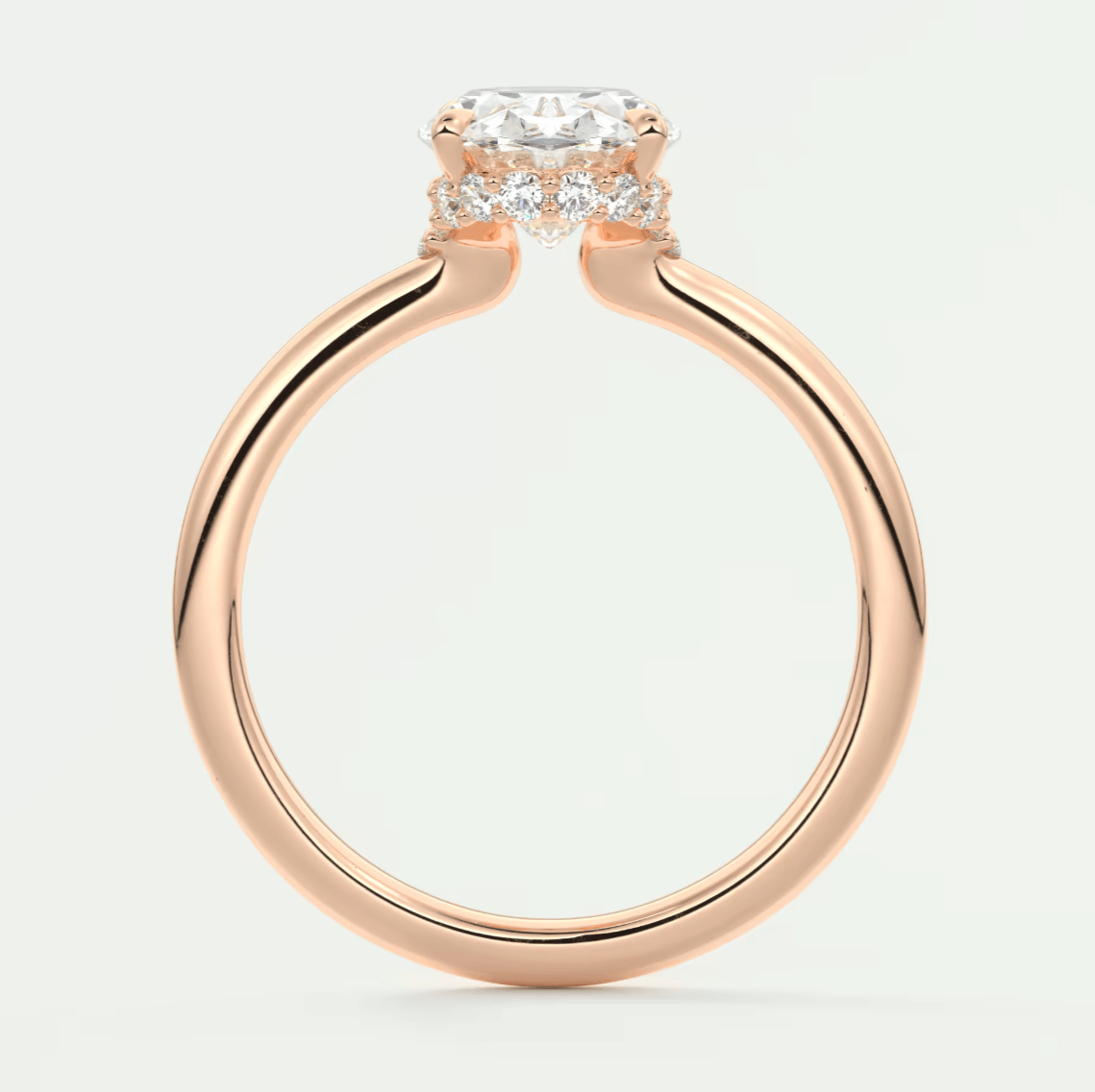 Aurora Oval Hidden Halo Ring – Lab Diamond or Moissanite