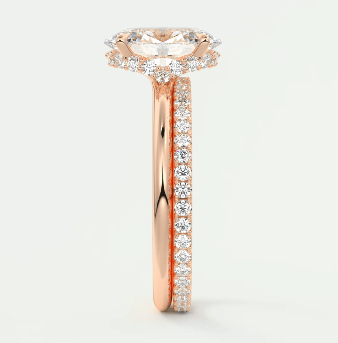 Aurora Oval Hidden Halo Ring – Lab Diamond or Moissanite