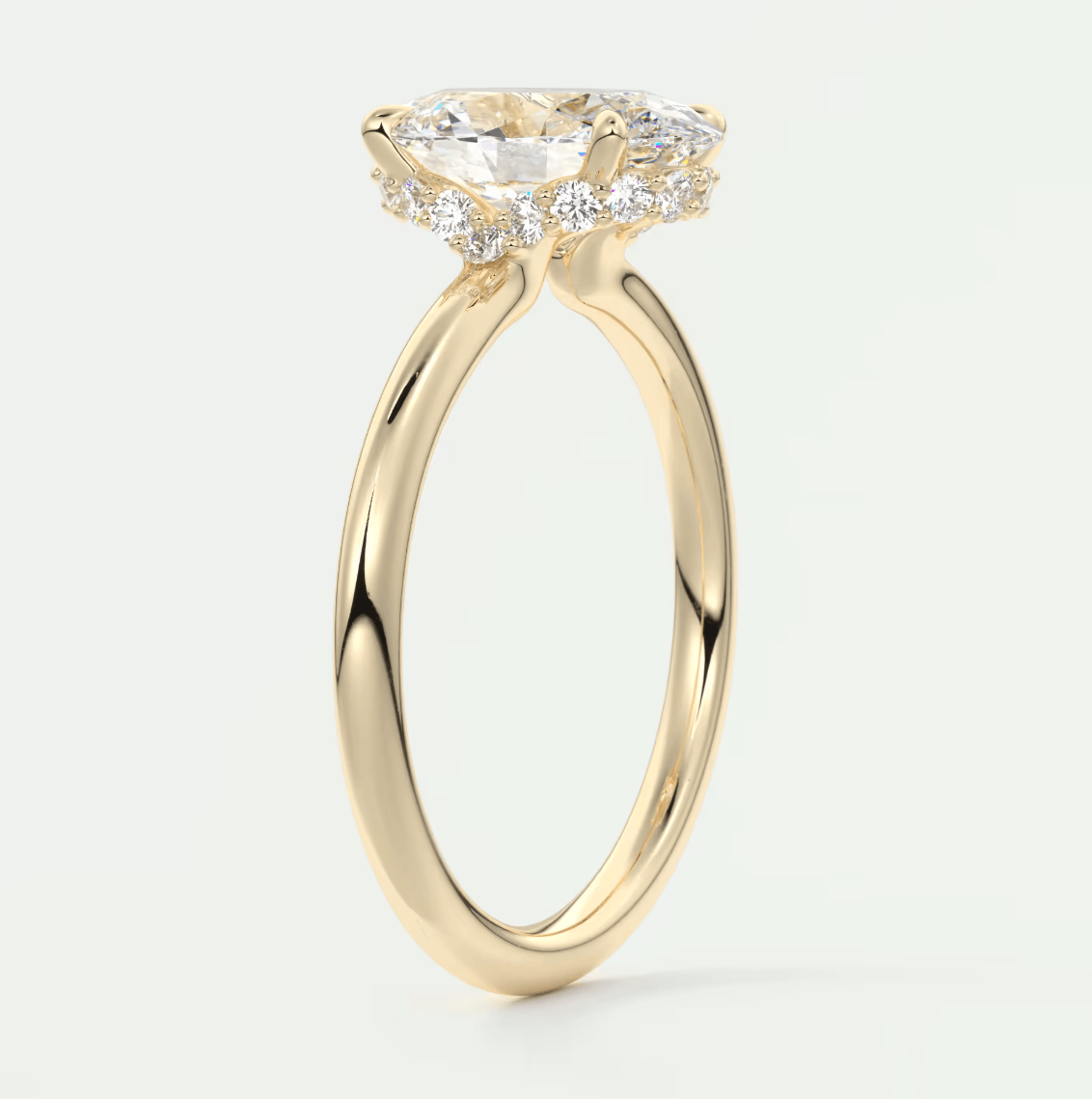 Aurora Oval Hidden Halo Ring – Lab Diamond or Moissanite