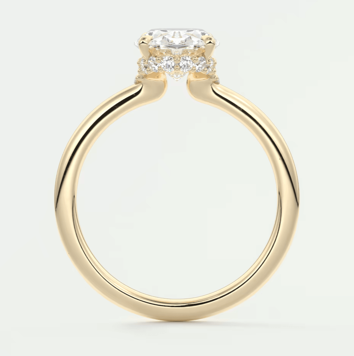 Aurora Oval Hidden Halo Ring – Lab Diamond or Moissanite