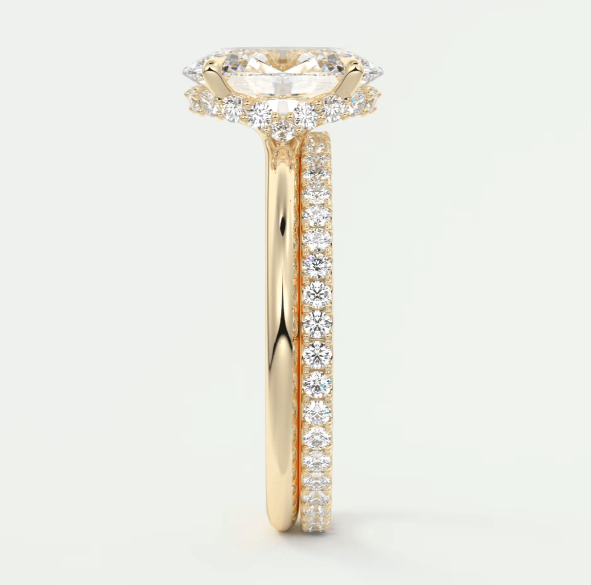 Aurora Oval Hidden Halo Ring – Lab Diamond or Moissanite