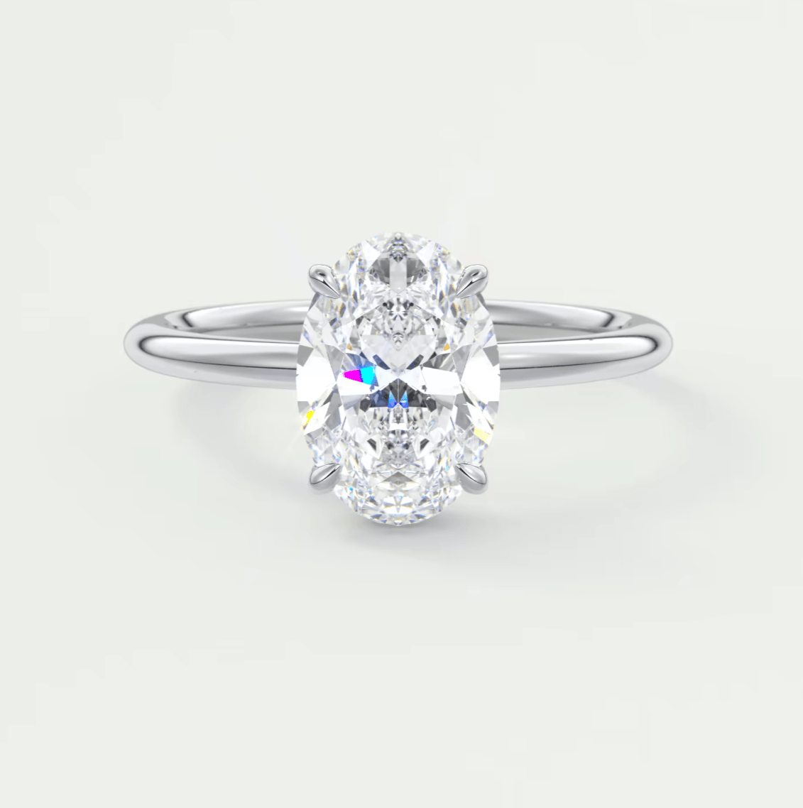 Aurora Oval Hidden Halo Ring – Lab Diamond or Moissanite