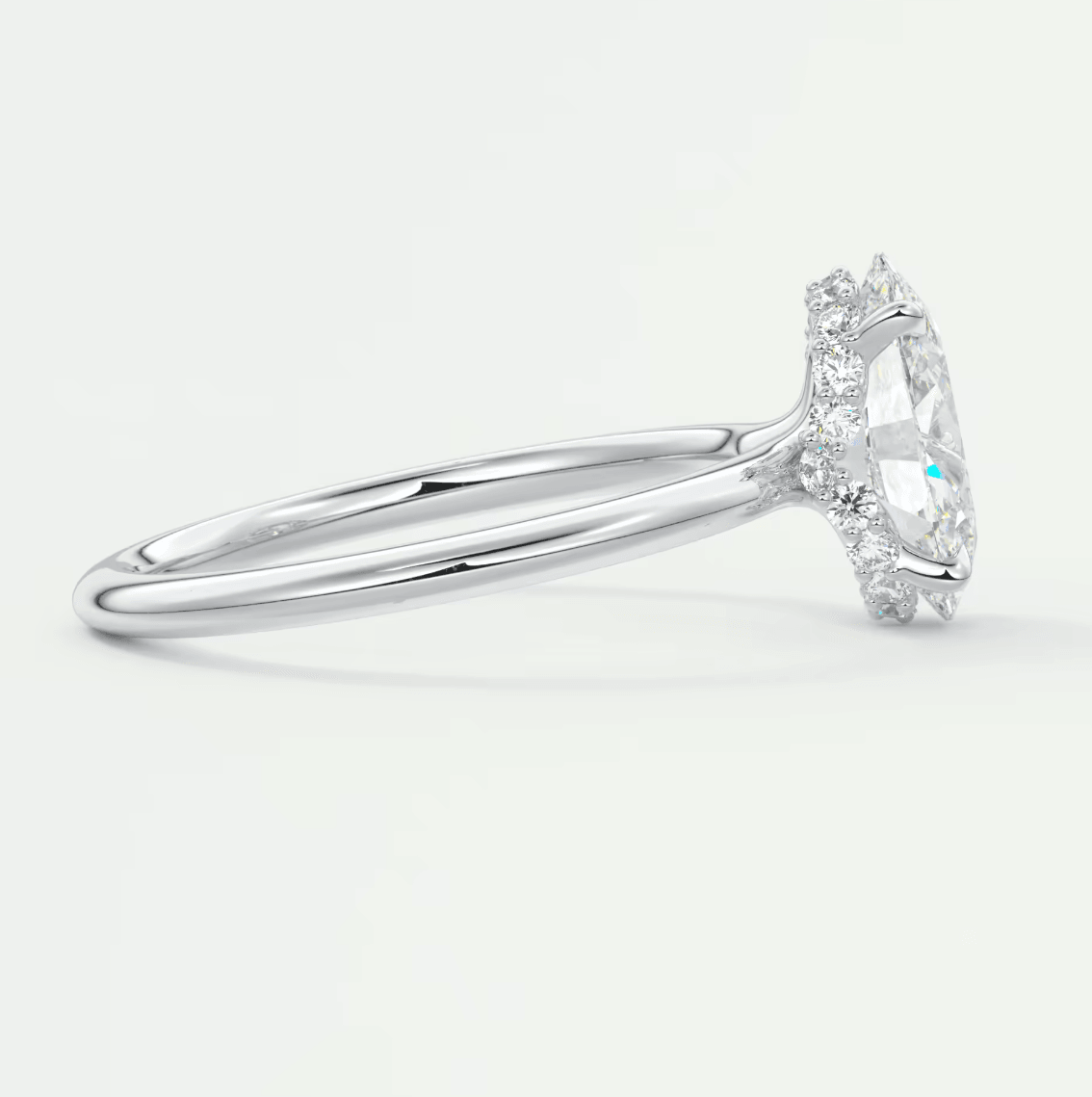 Aurora Oval Hidden Halo Ring – Lab Diamond or Moissanite