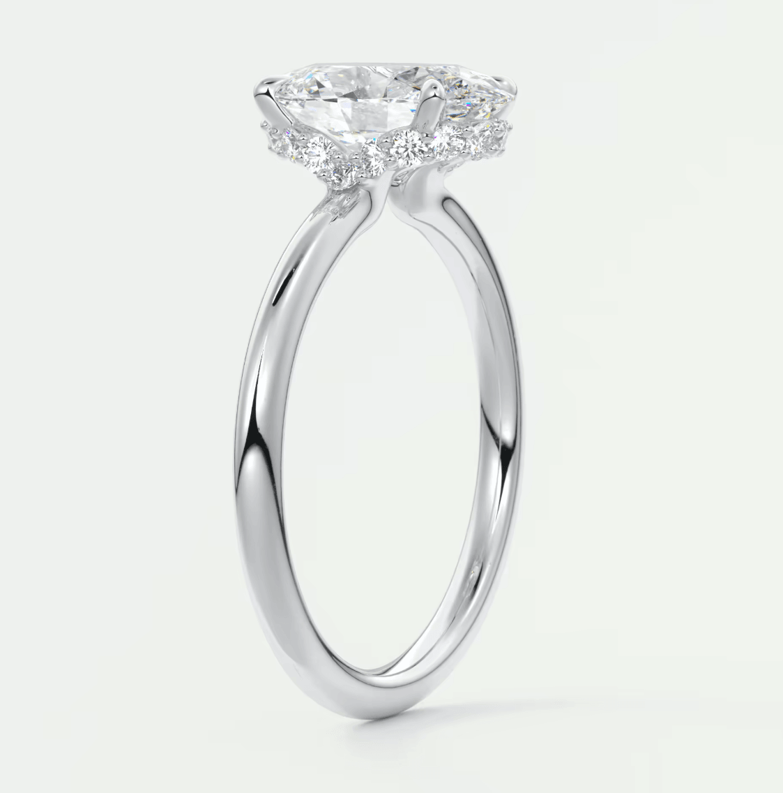 Aurora Oval Hidden Halo Ring – Lab Diamond or Moissanite