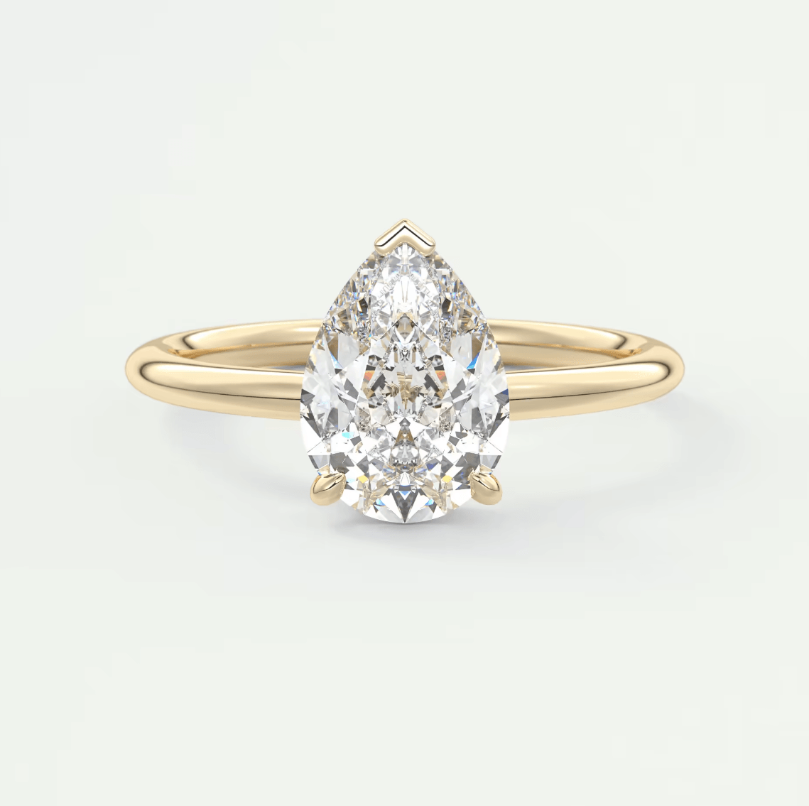 Aurora Pear Hidden Halo Ring – Lab Diamond or Moissanite
