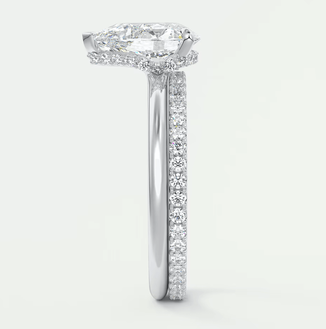Aurora Pear Hidden Halo Ring – Lab Diamond or Moissanite