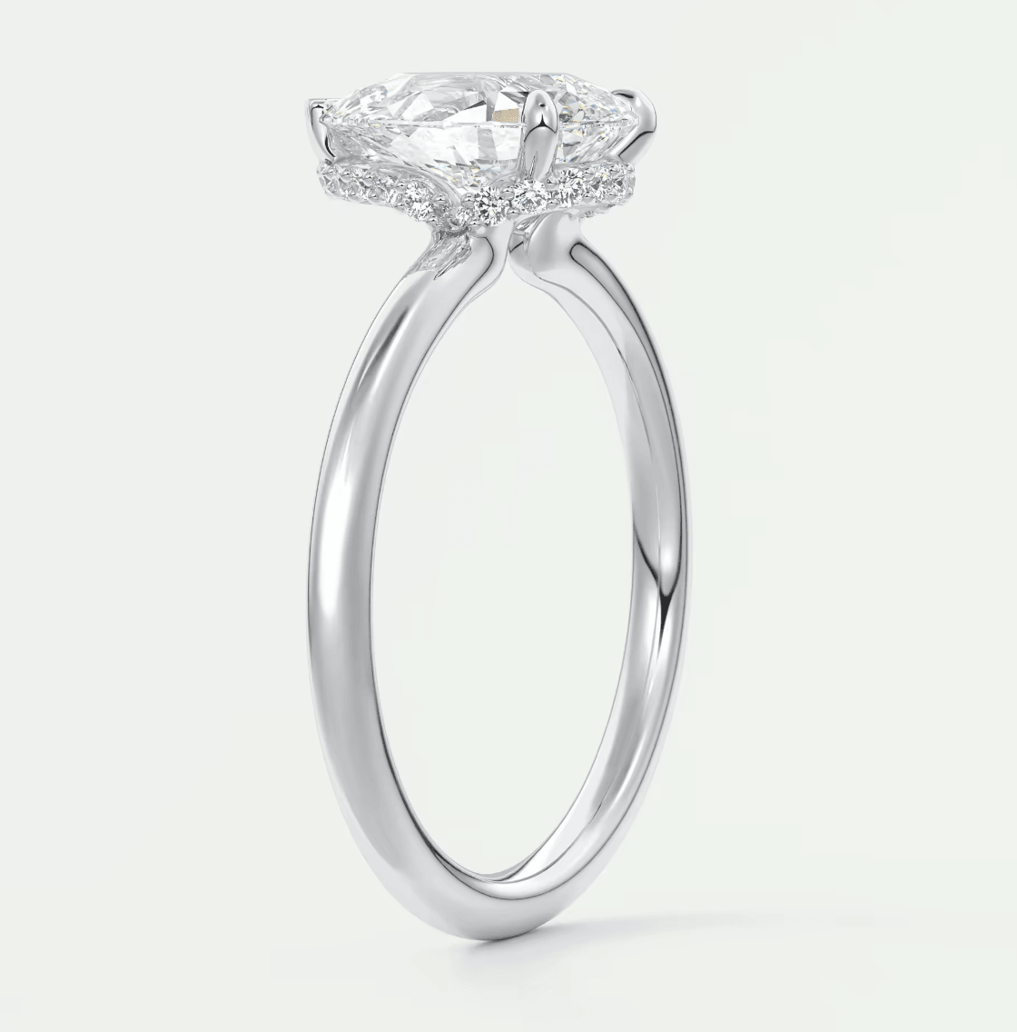 Aurora Pear Hidden Halo Ring – Lab Diamond or Moissanite