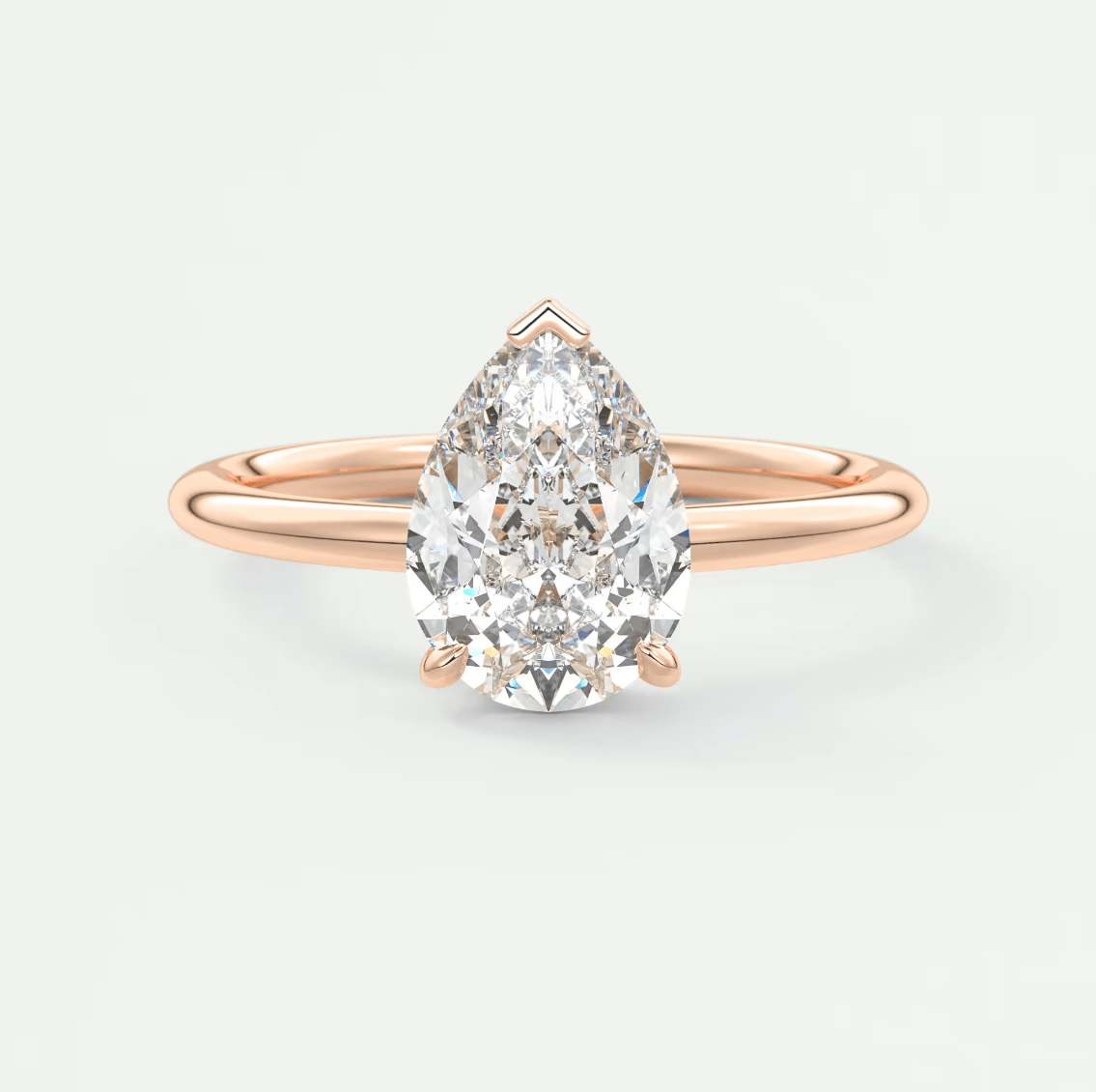 Aurora Pear Hidden Halo Ring – Lab Diamond or Moissanite