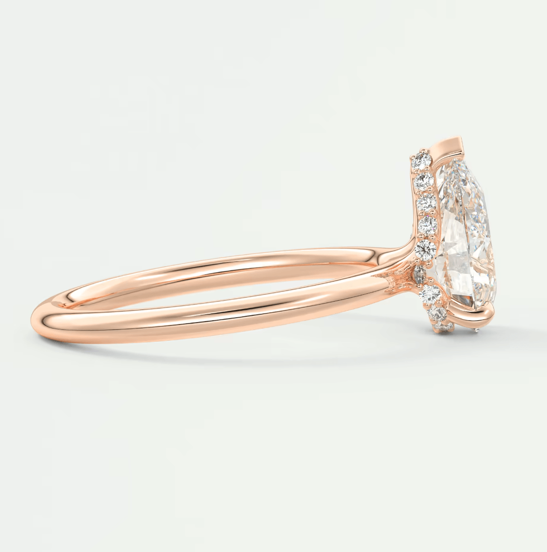 Aurora Pear Hidden Halo Ring – Lab Diamond or Moissanite