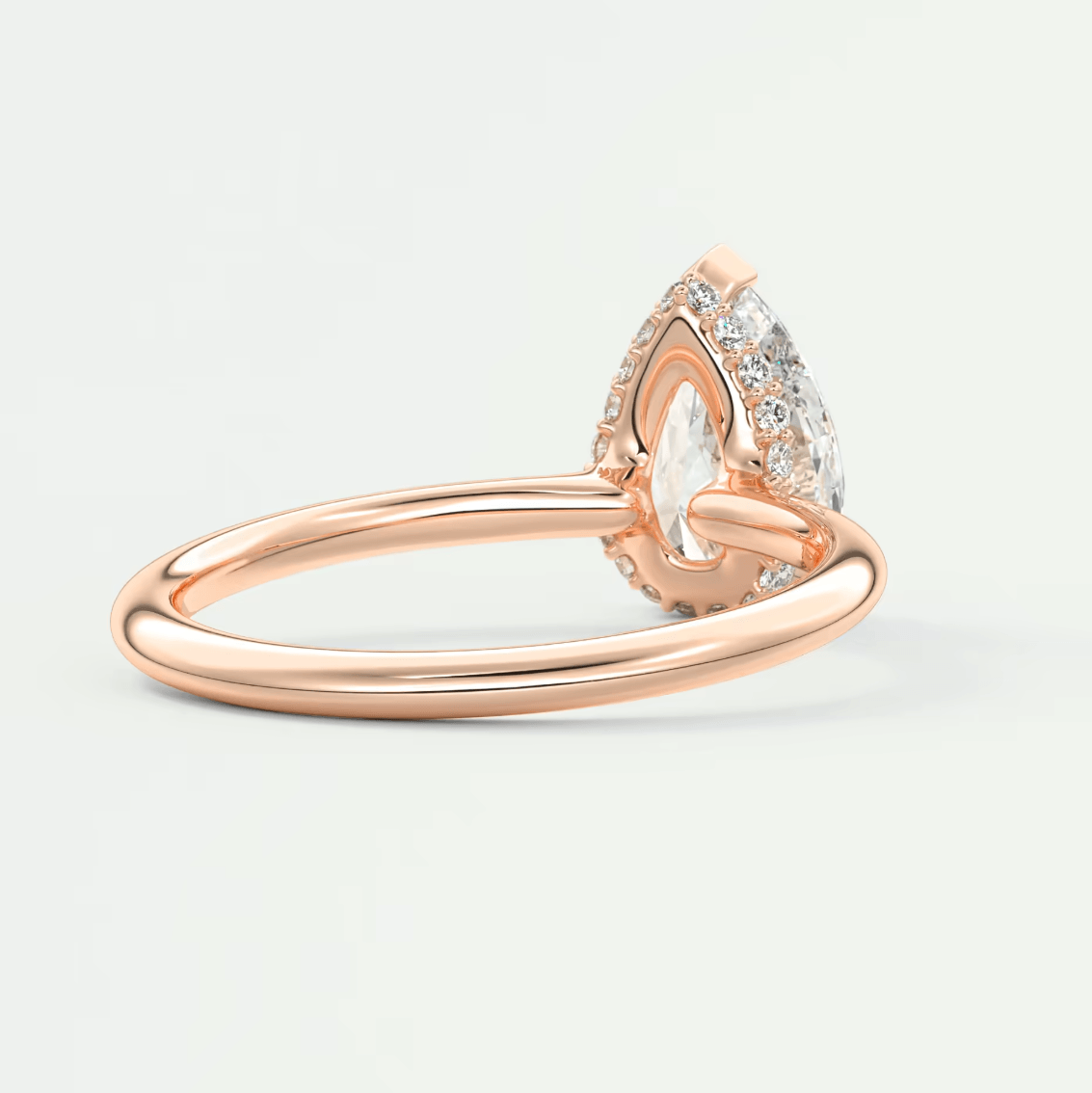 Aurora Pear Hidden Halo Ring – Lab Diamond or Moissanite