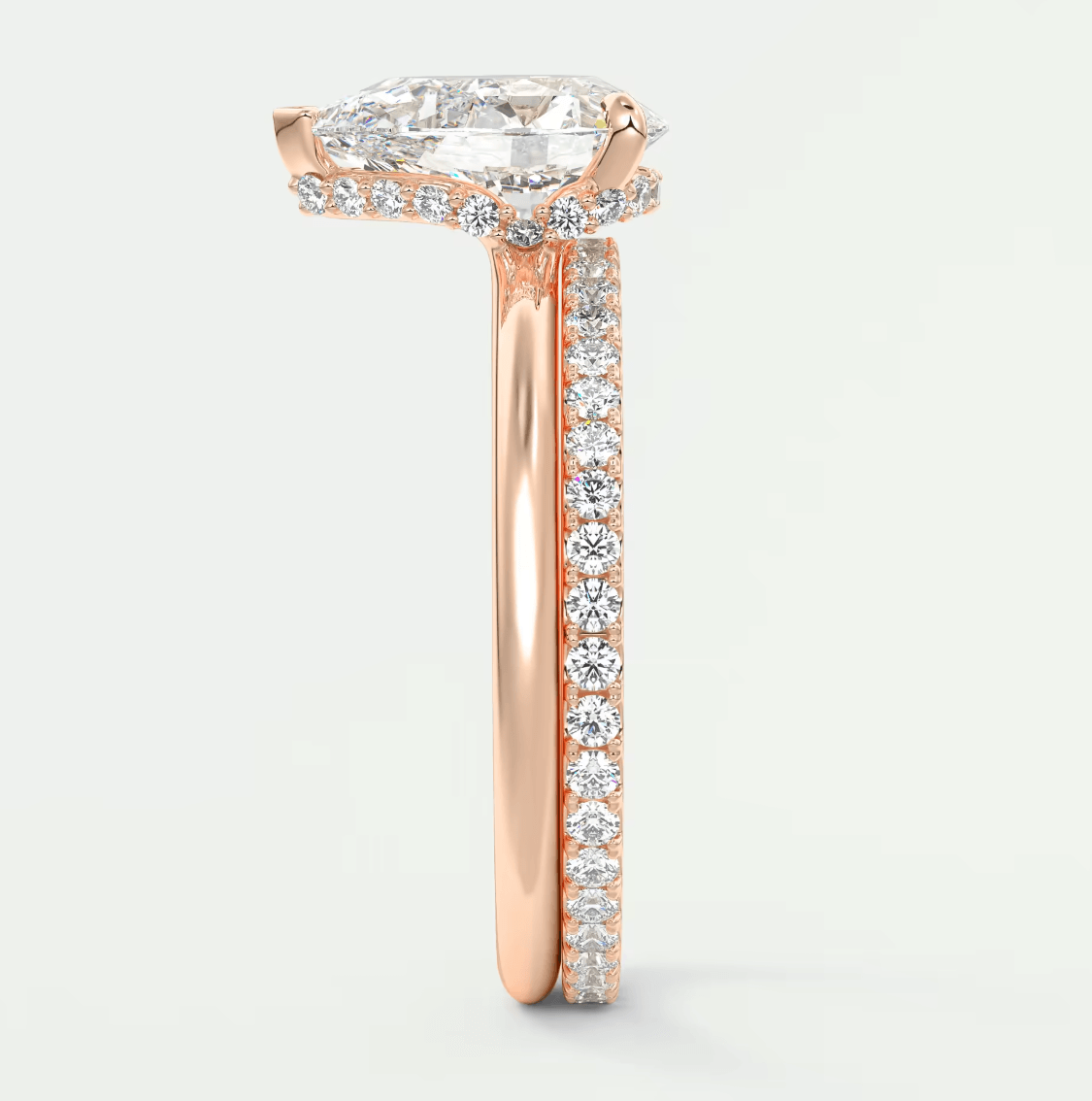 Aurora Pear Hidden Halo Ring – Lab Diamond or Moissanite