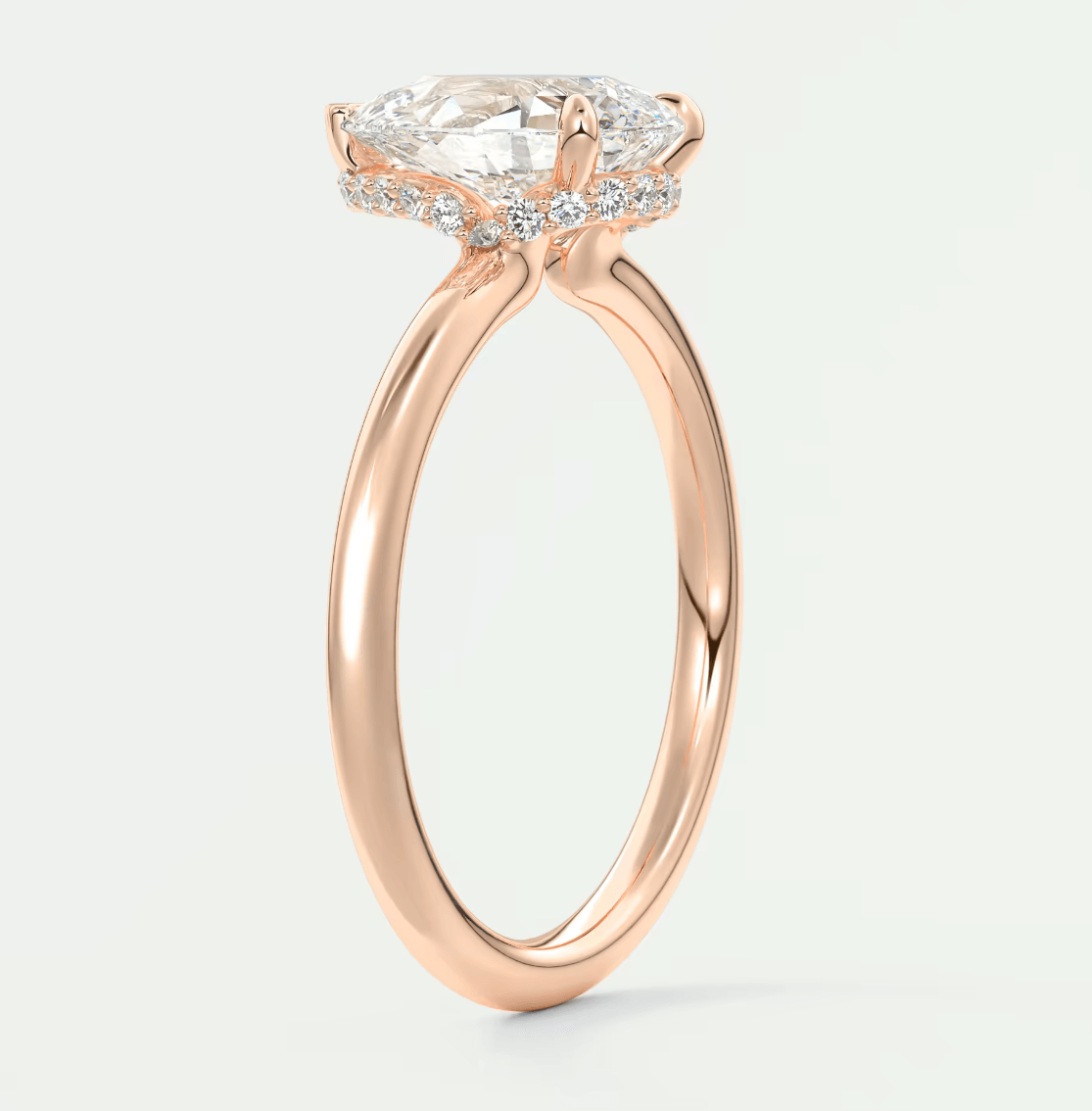 Aurora Pear Hidden Halo Ring – Lab Diamond or Moissanite