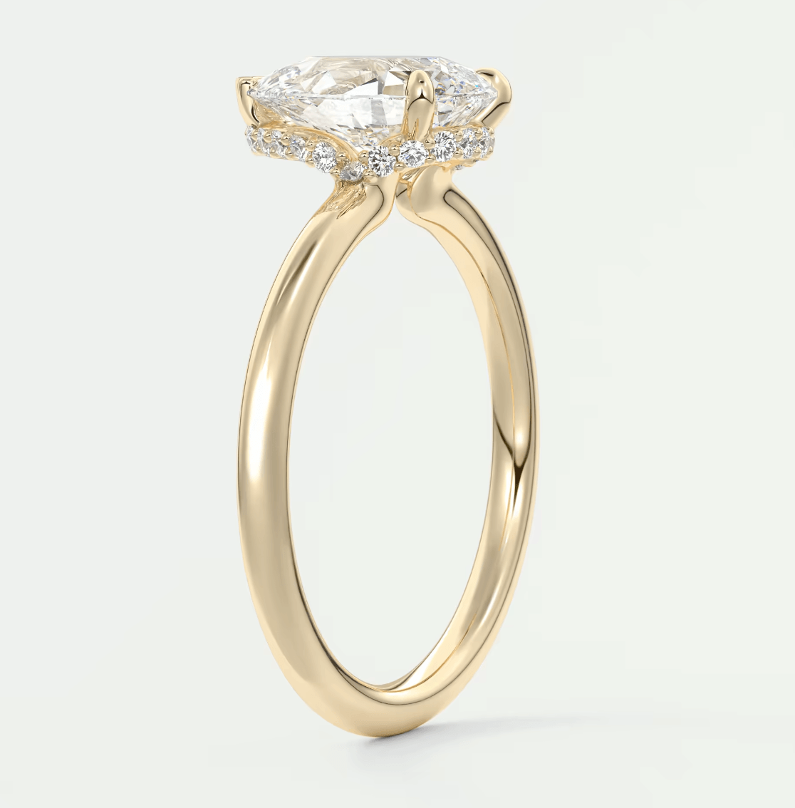 Aurora Pear Hidden Halo Ring – Lab Diamond or Moissanite