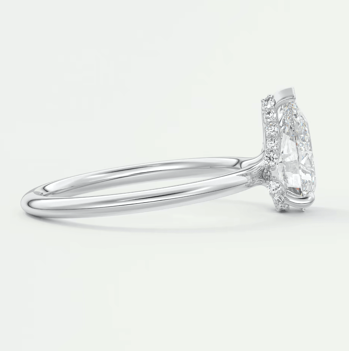 Aurora Pear Hidden Halo Ring – Lab Diamond or Moissanite