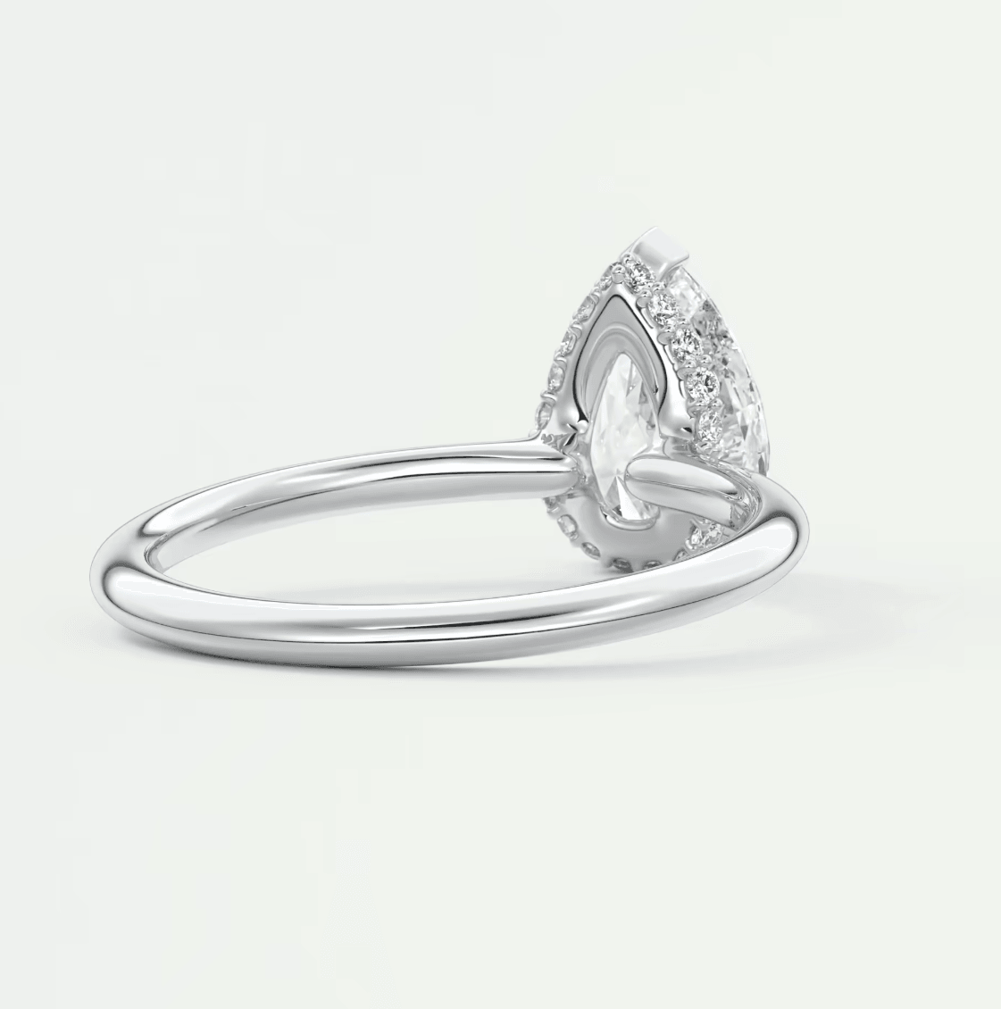 Aurora Pear Hidden Halo Ring – Lab Diamond or Moissanite