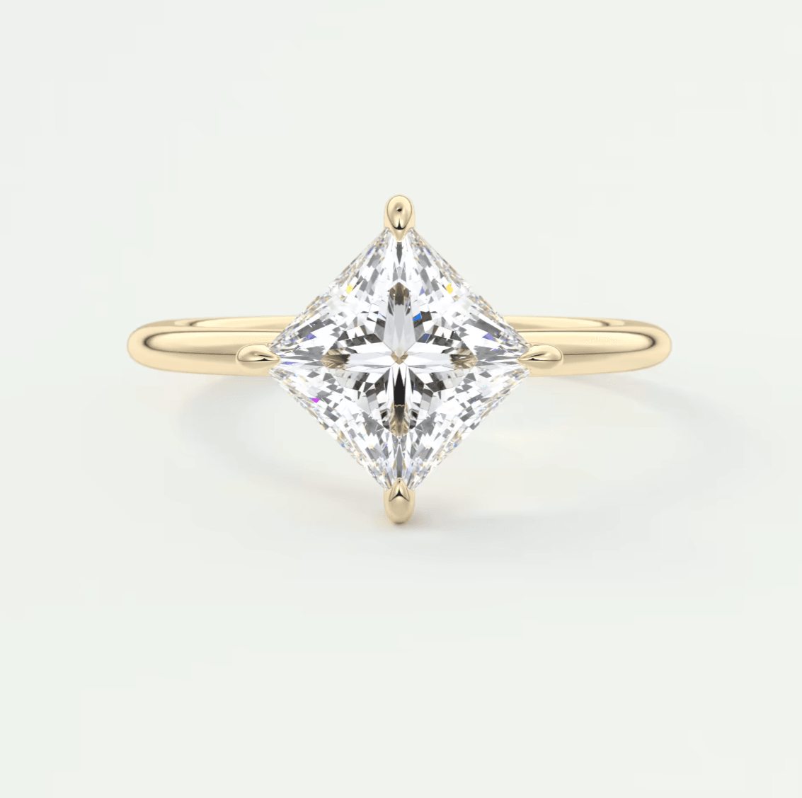 Aurora Princess Hidden Halo Ring – Lab Diamond or Moissanite