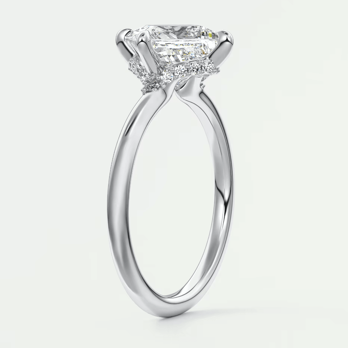 Aurora Princess Hidden Halo Ring – Lab Diamond or Moissanite