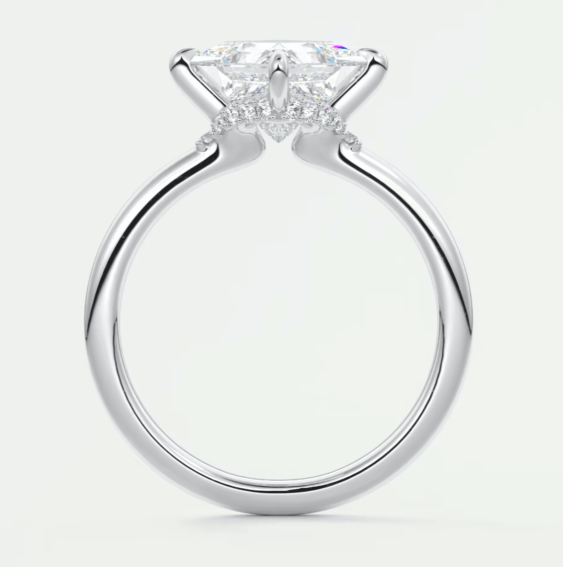Aurora Princess Hidden Halo Ring – Lab Diamond or Moissanite