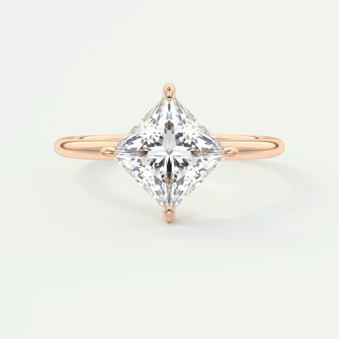 Aurora Princess Hidden Halo Ring – Lab Diamond or Moissanite