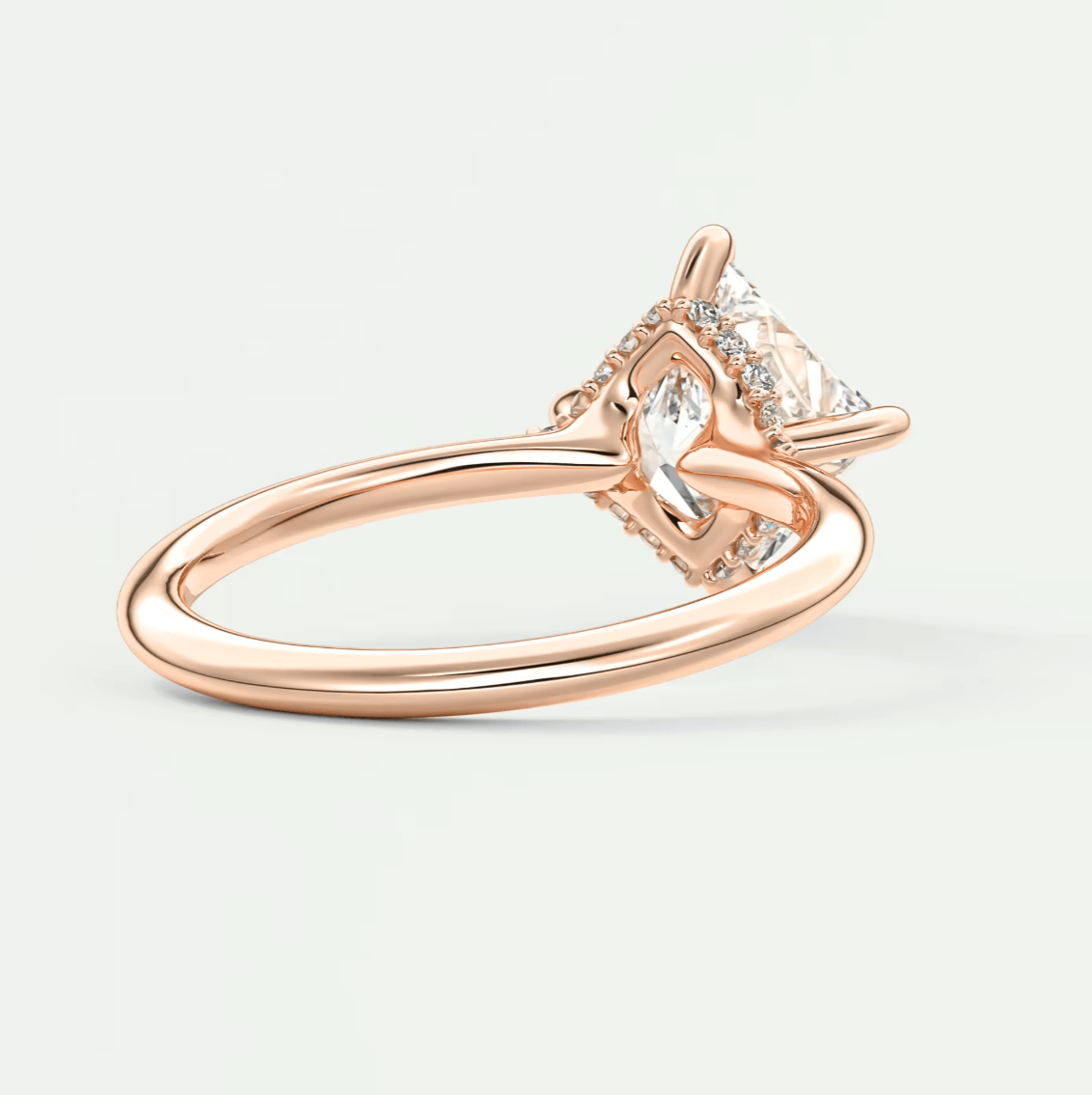 Aurora Princess Hidden Halo Ring – Lab Diamond or Moissanite