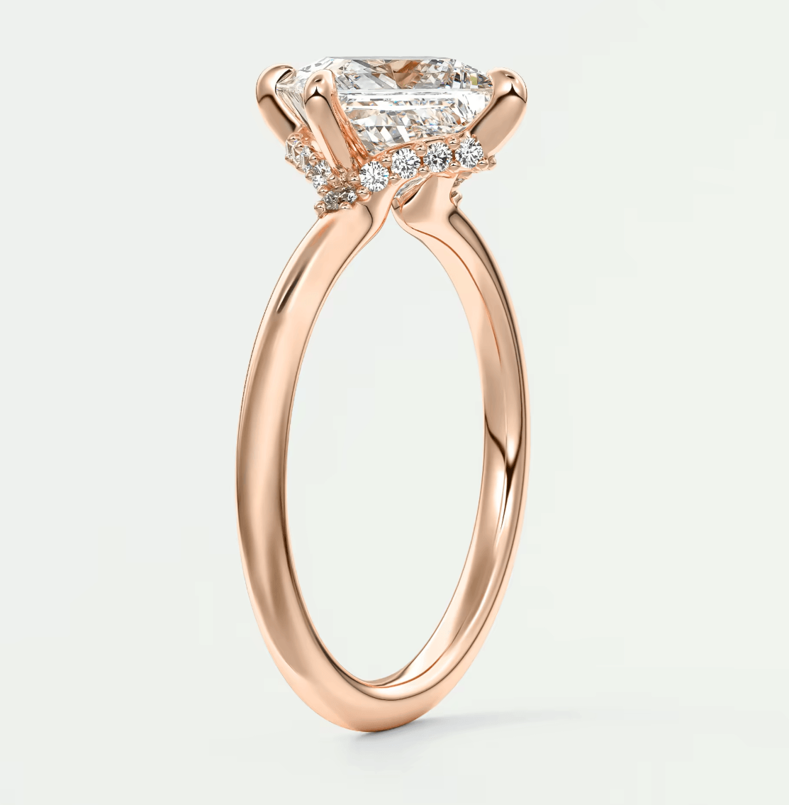 Aurora Princess Hidden Halo Ring – Lab Diamond or Moissanite