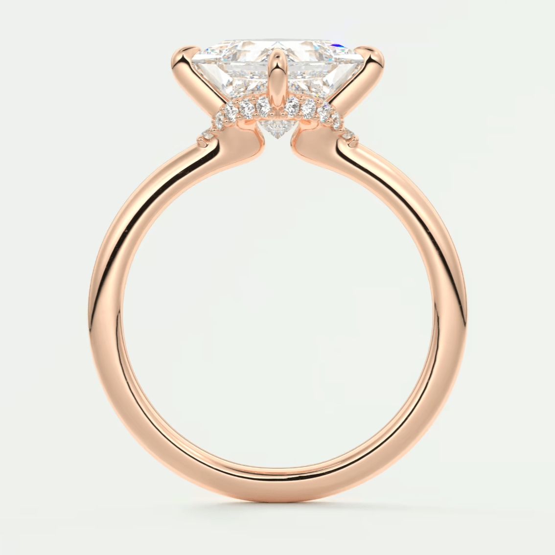 Aurora Princess Hidden Halo Ring – Lab Diamond or Moissanite