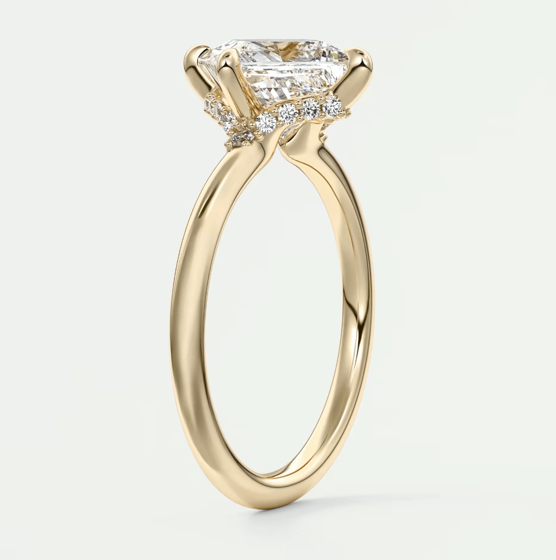 Aurora Princess Hidden Halo Ring – Lab Diamond or Moissanite