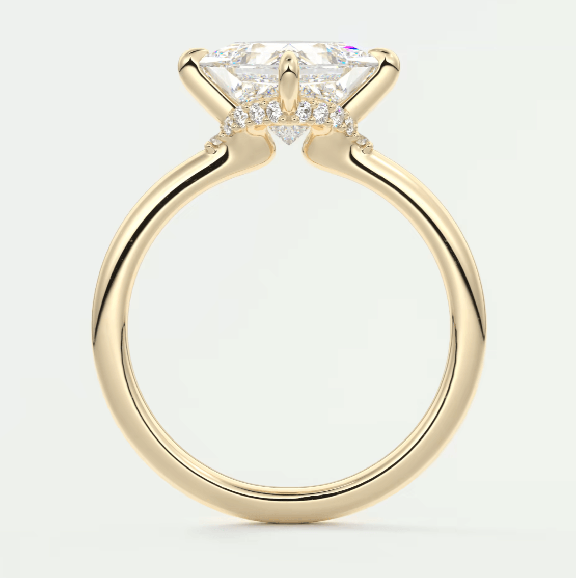 Aurora Princess Hidden Halo Ring – Lab Diamond or Moissanite