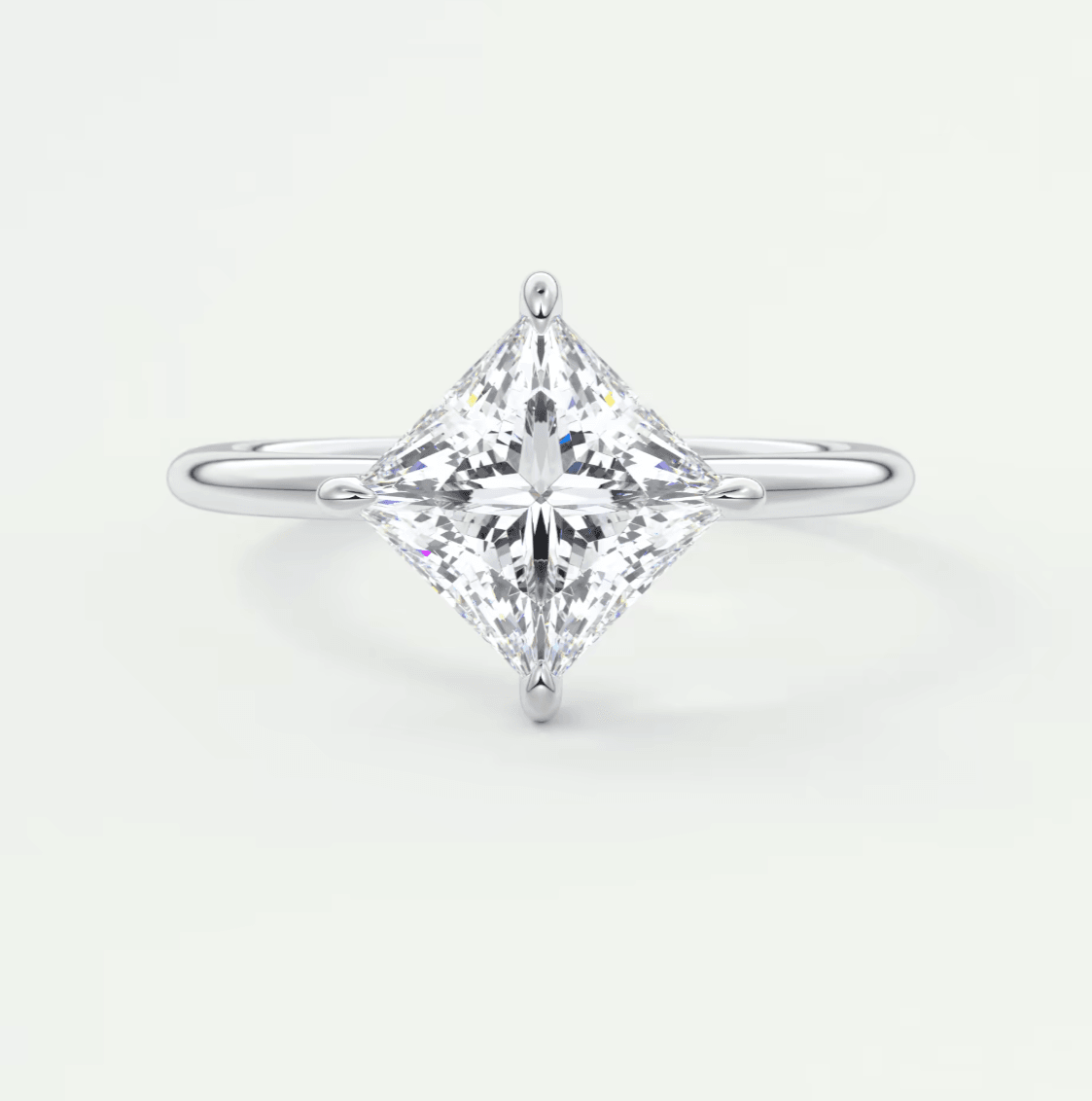 Aurora Princess Hidden Halo Ring – Lab Diamond or Moissanite