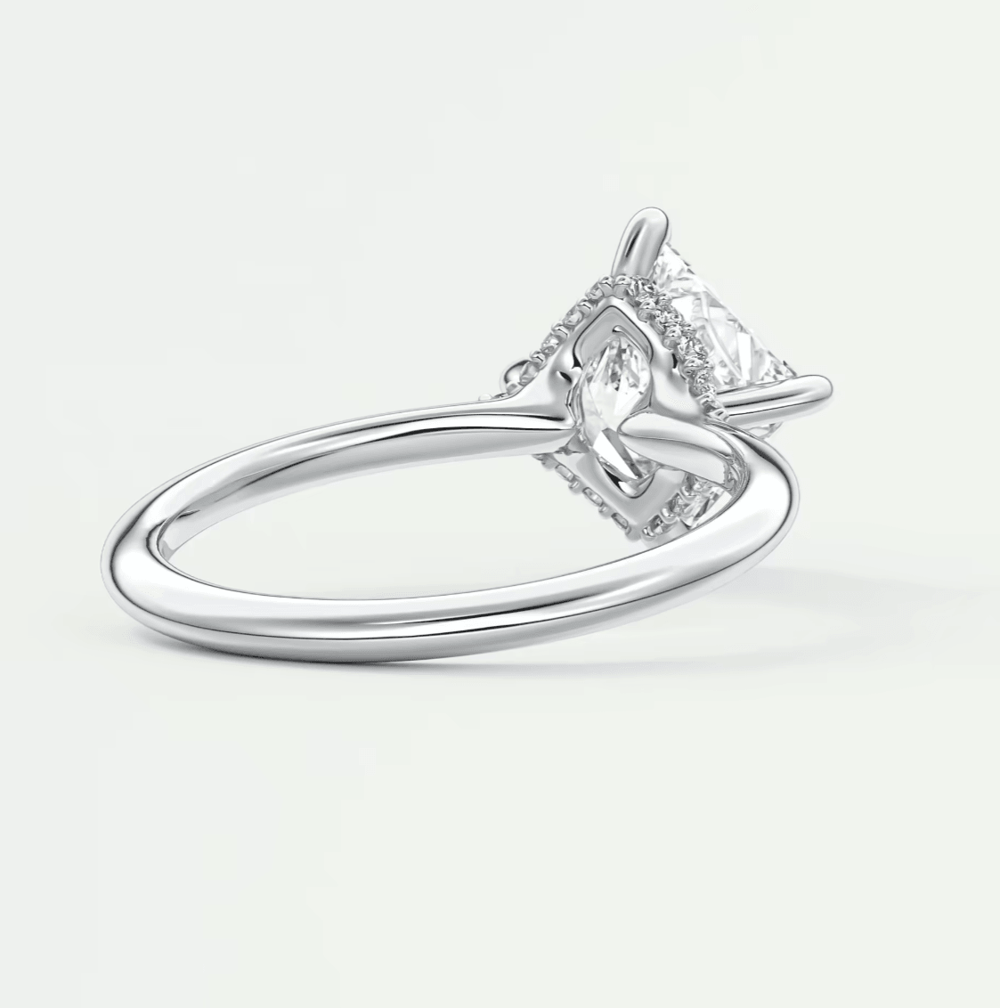 Aurora Princess Hidden Halo Ring – Lab Diamond or Moissanite