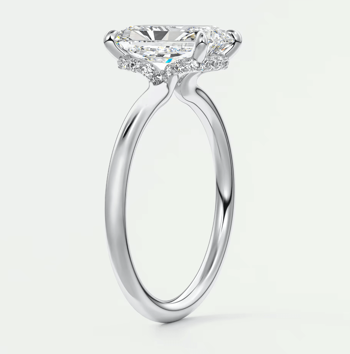 Aurora Radiant Hidden Halo Ring – Lab Diamond or Moissanite