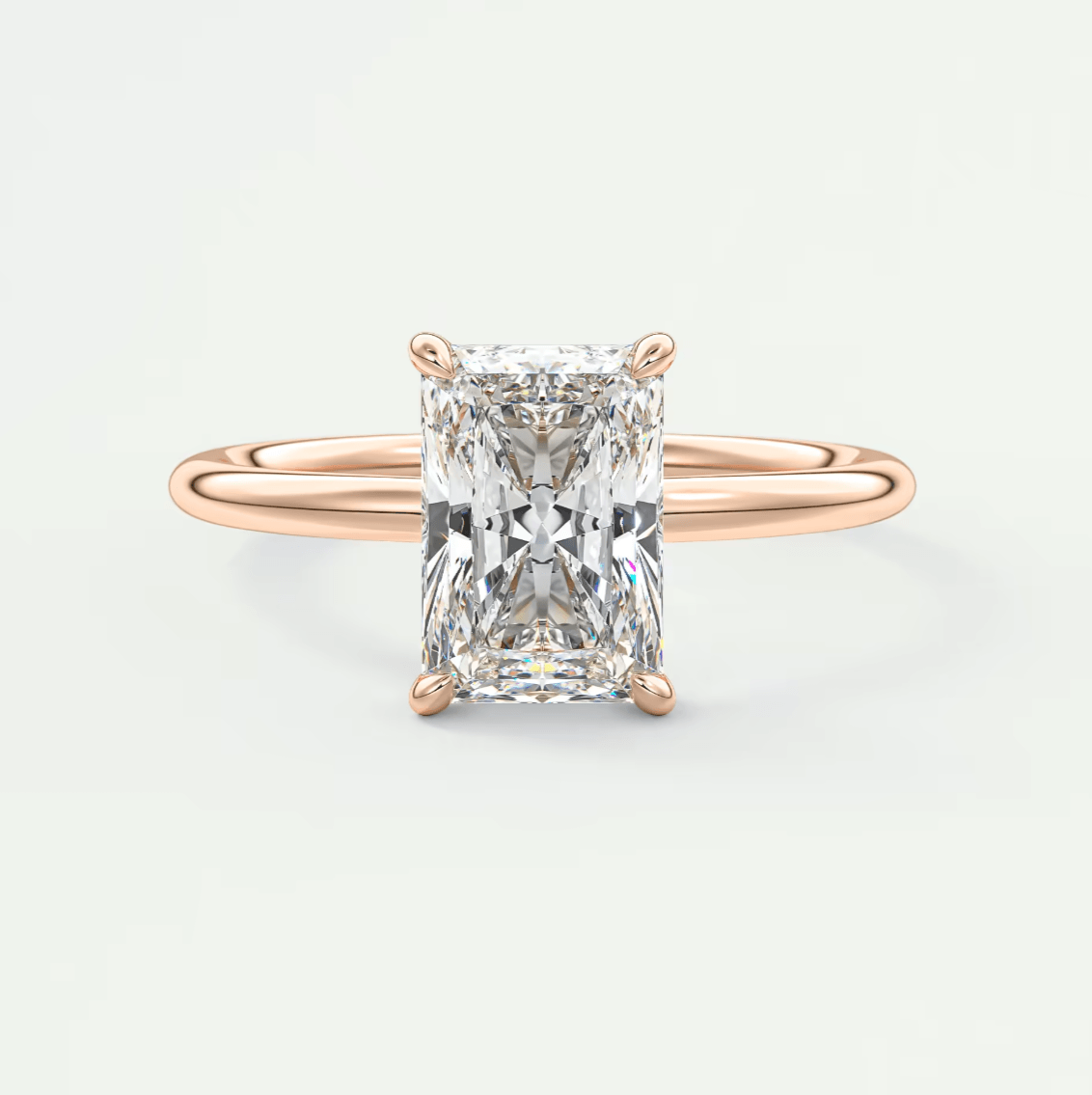 Aurora Radiant Hidden Halo Ring – Lab Diamond or Moissanite