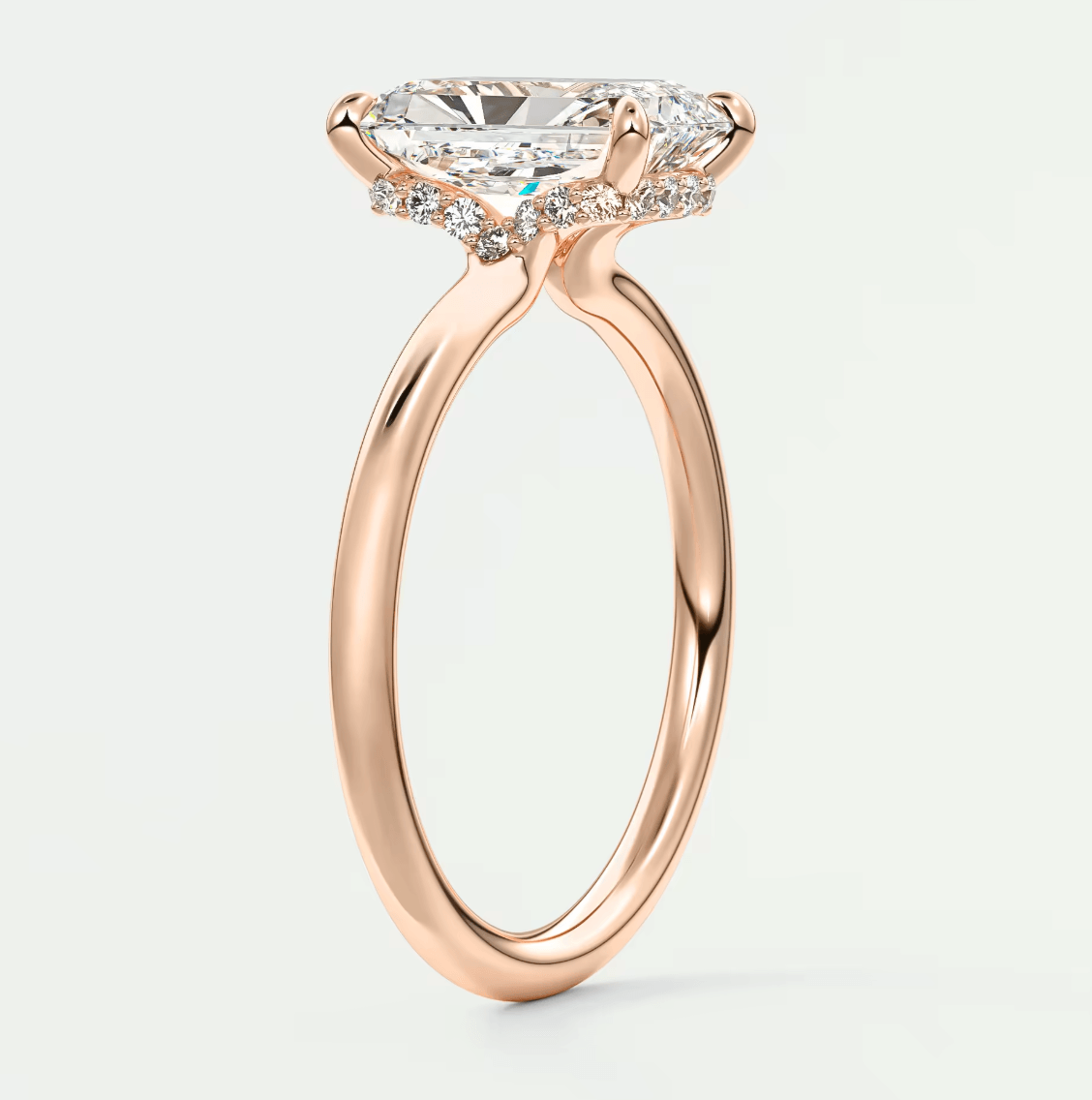 Aurora Radiant Hidden Halo Ring – Lab Diamond or Moissanite