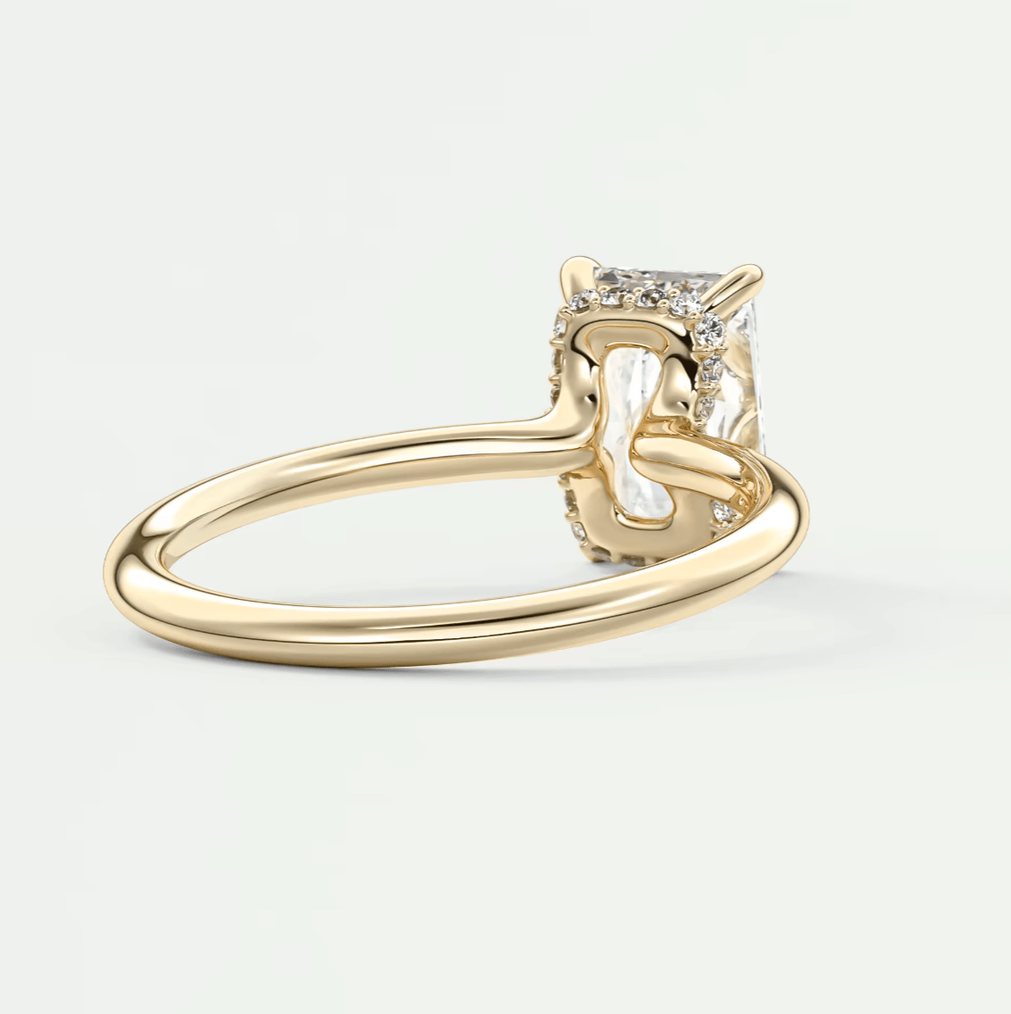 Aurora Radiant Hidden Halo Ring – Lab Diamond or Moissanite