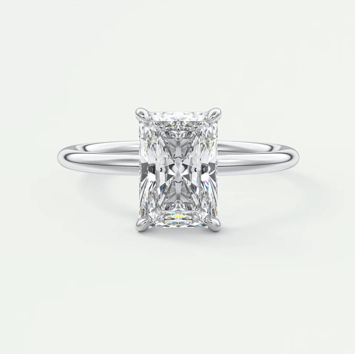 Aurora Radiant Hidden Halo Ring – Lab Diamond or Moissanite