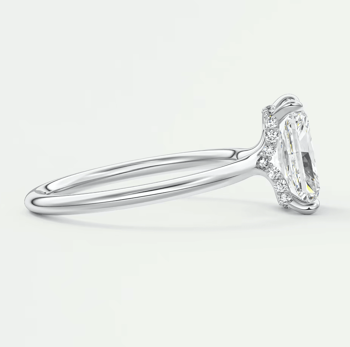 Aurora Radiant Hidden Halo Ring – Lab Diamond or Moissanite