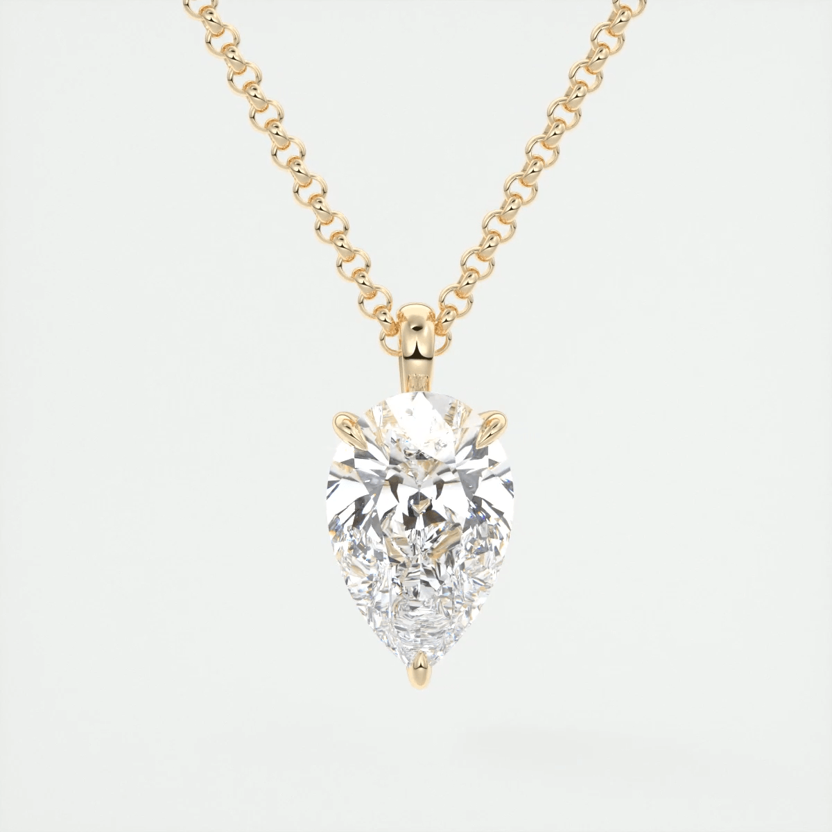 Aveline Pear Prong Set Pendant Necklace – Lab-Grown Diamond or Moissanite