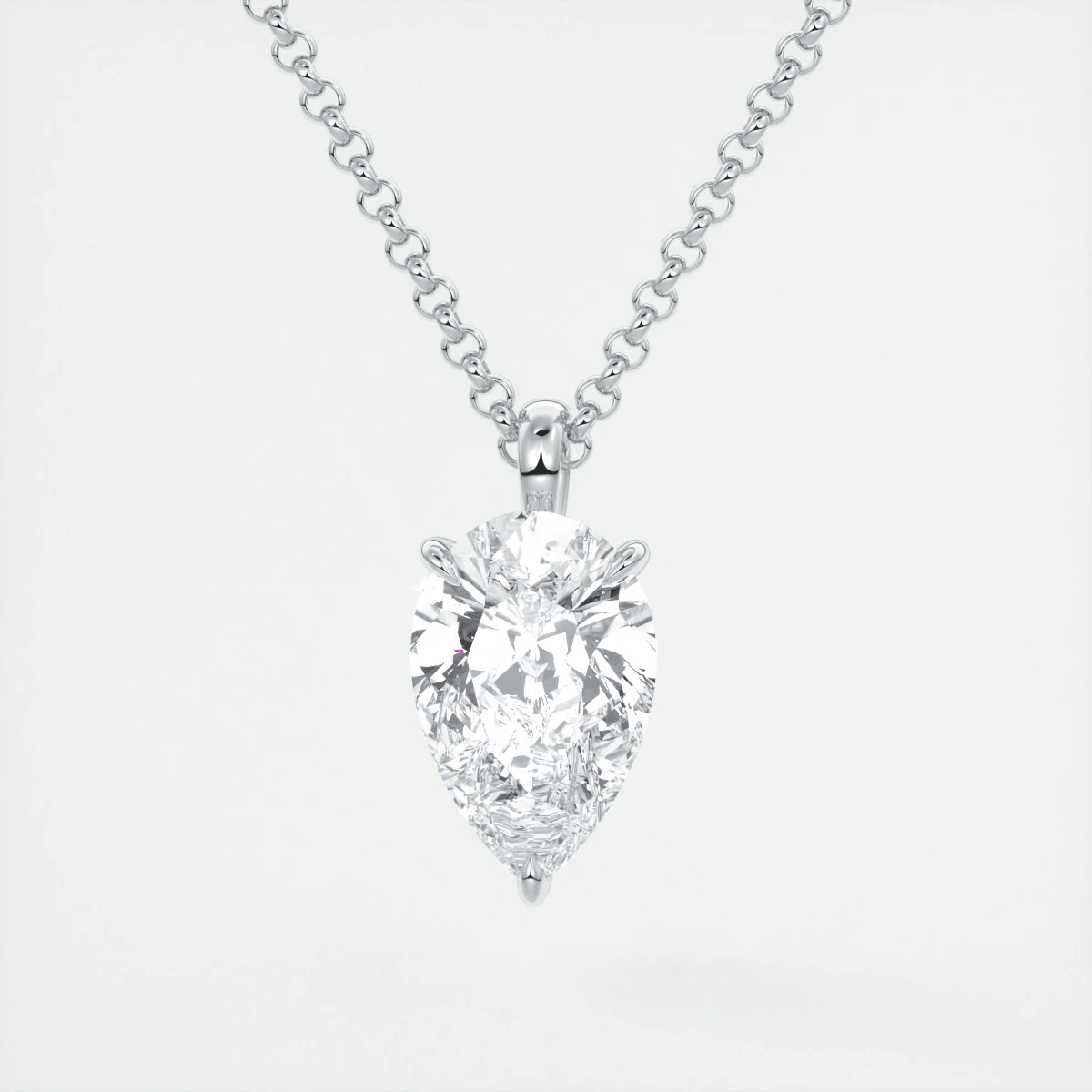 Aveline Pear Prong Set Pendant Necklace – Lab-Grown Diamond or Moissanite