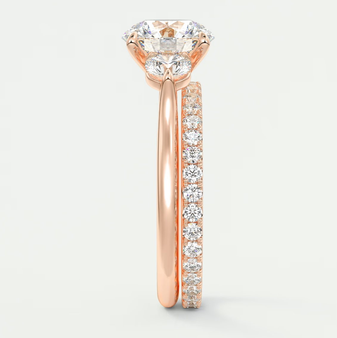 Aveline Round Cathedral Three-Stone Engagement Ring