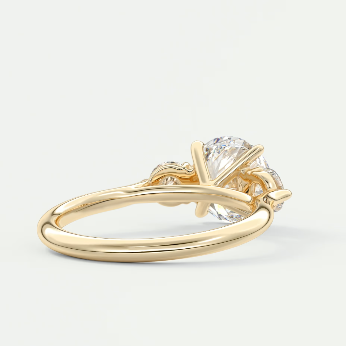 Aveline Round Cathedral Three-Stone Engagement Ring