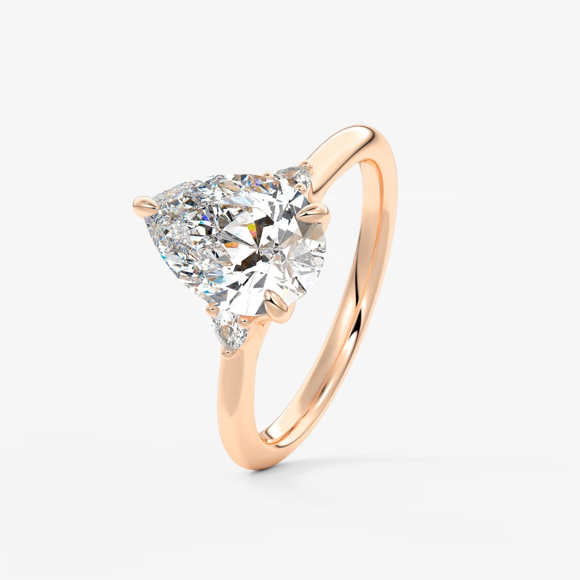 Cassia – pear trilogy with pear side stones