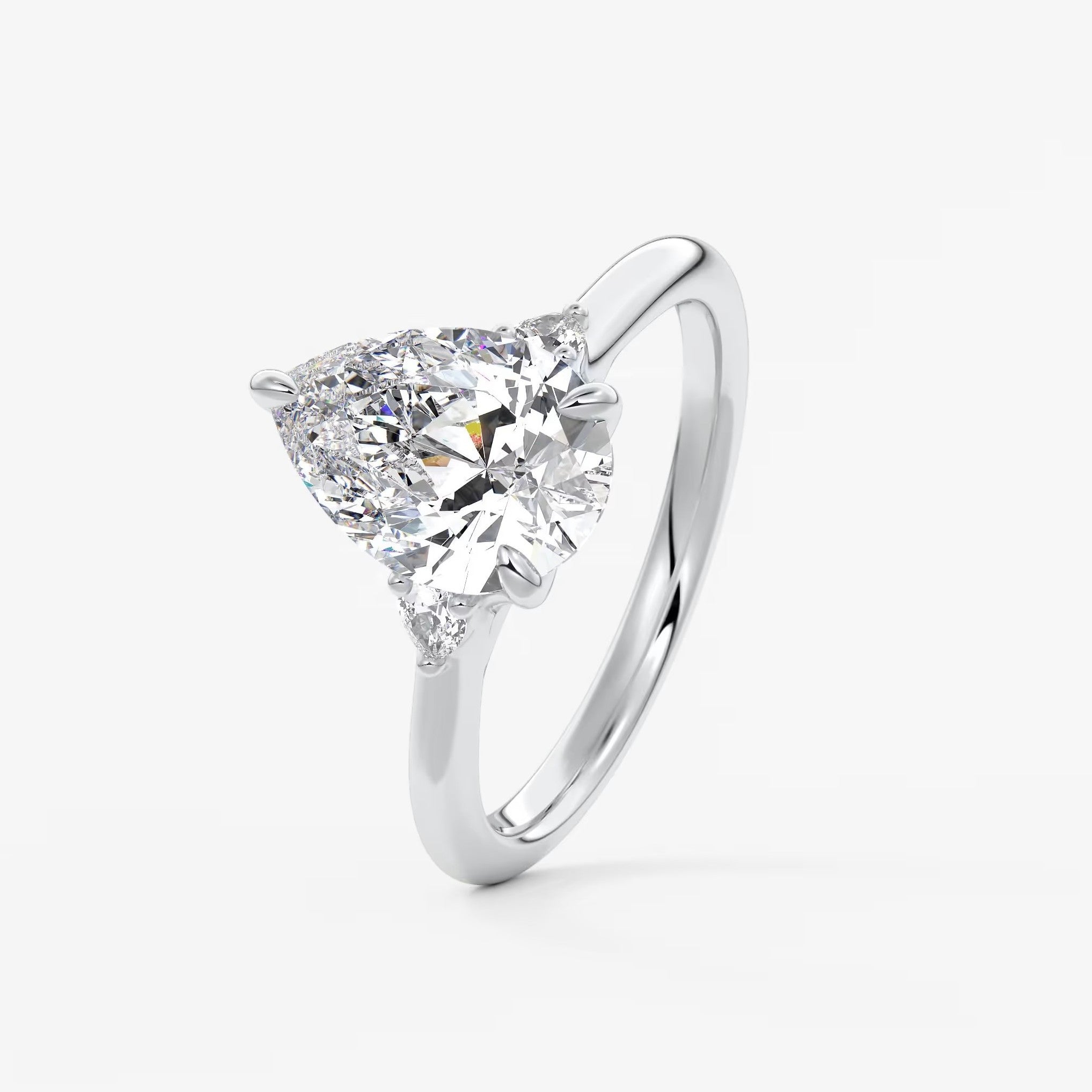 Cassia – pear trilogy with pear side stones