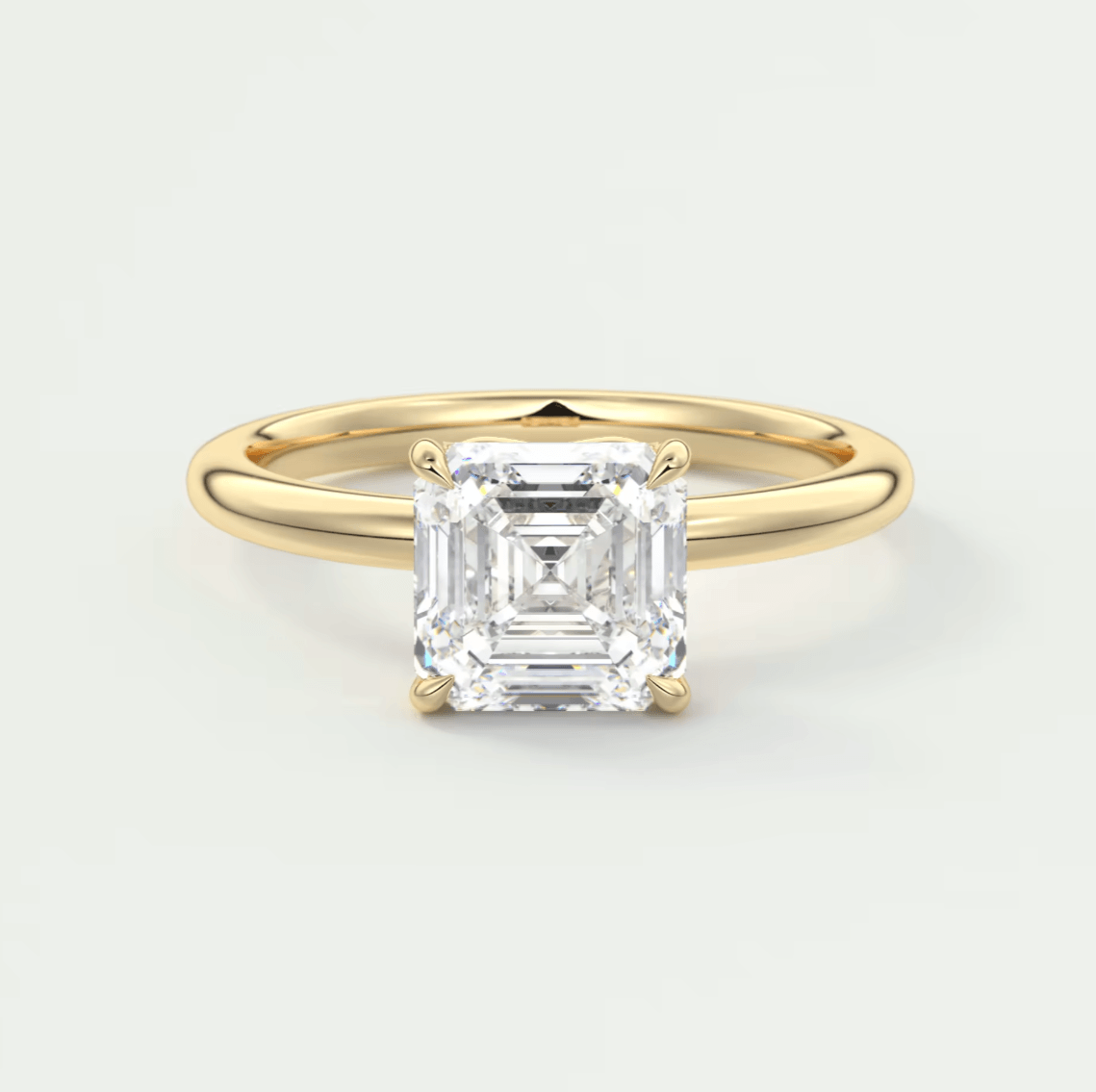 Celestia Asscher Solitaire Ring – Lab Diamond or Moissanite